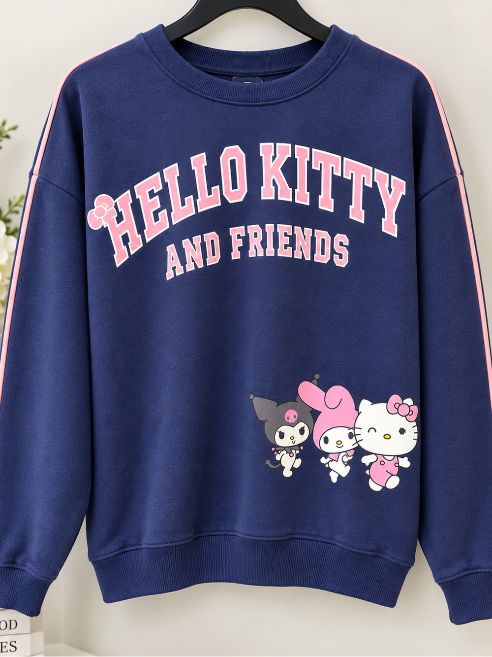 Sanrio Navy Crewneck Sweatshirt with Pink Accents